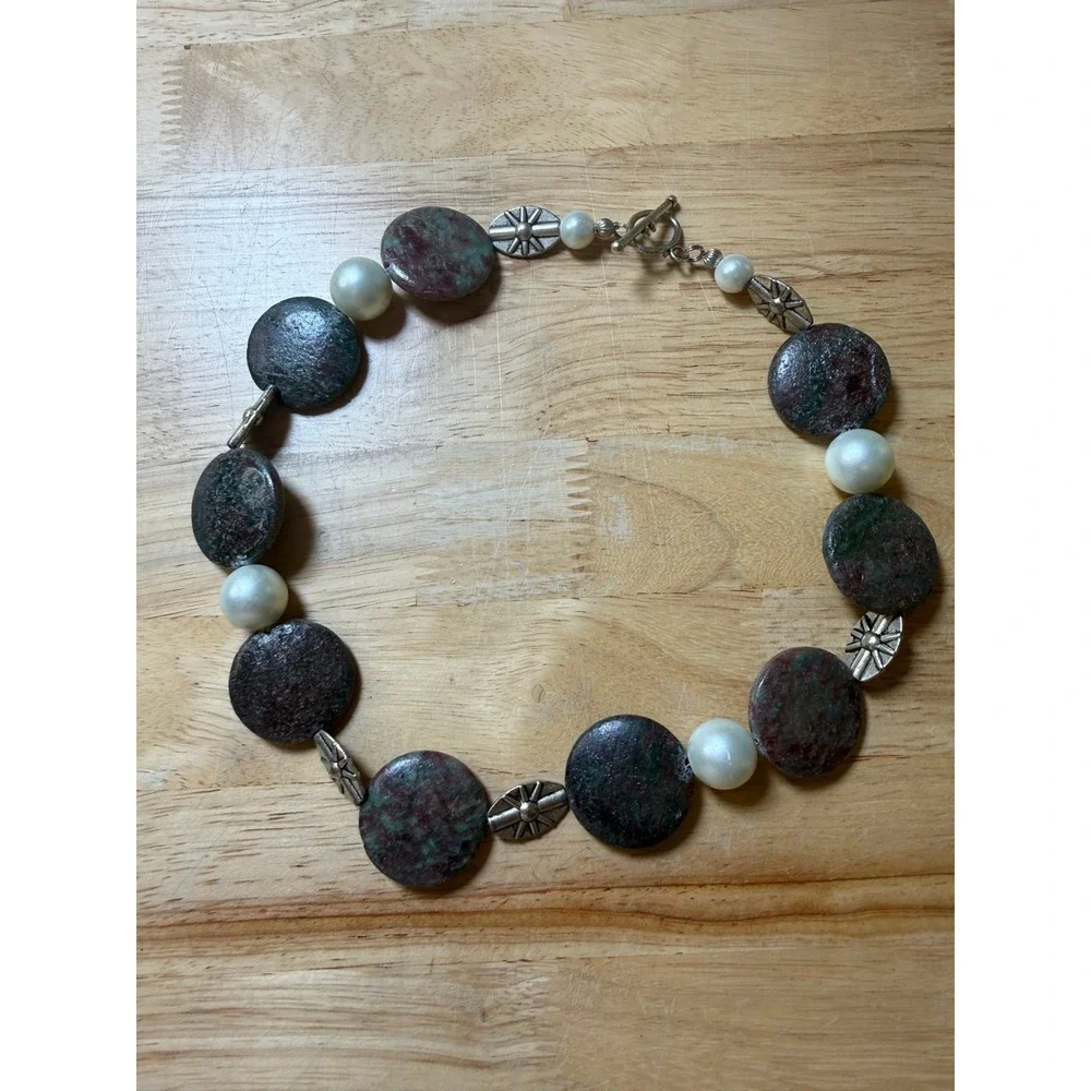 Boho Chunky Stone Faux‎ Pearl Southwestern Toggle Necklace Unbranded